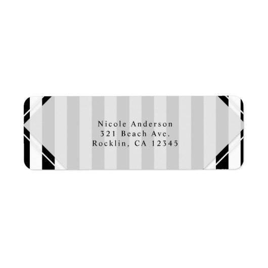 Étiquette Invitation rayée moderne noir et blanc (Devant)