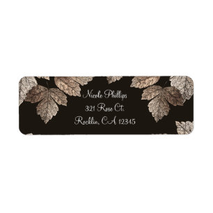 Étiquette Invitation rustique aux feuilles brun foncé et bro
