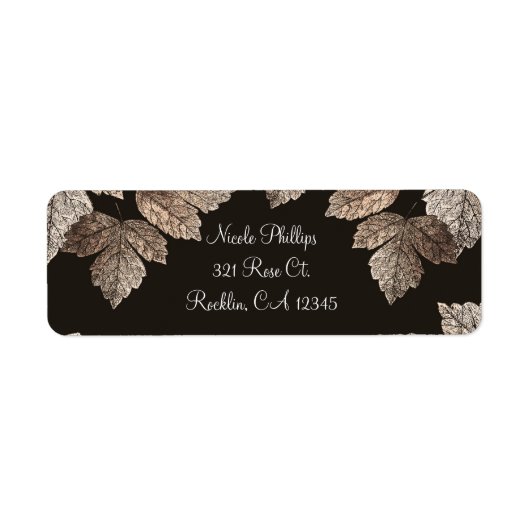 Étiquette Invitation rustique aux feuilles brun foncé et bro (Devant)