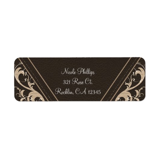 Étiquette Invitation rustique aux feuilles brun foncé et bro (Devant)