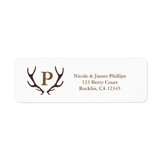 Étiquette Invitation Rustique Marron avec Bois de Cerf (Devant)