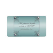 Étiquette Invitations de mariage blanc bleu turquoise (Devant)