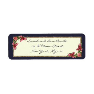 Étiquette Invitations du bonbon 16 à bleu marine et à or d