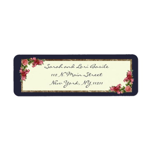 Étiquette Invitations du bonbon 16 à bleu marine et à or de (Devant)