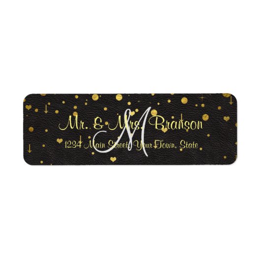 Étiquette Invitations pour mariages | Monogramme Gold Confet (Devant)