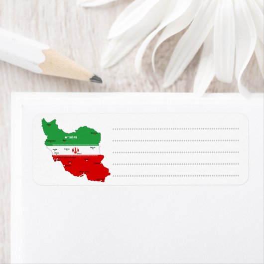 Étiquette Iran Map with Flag and Emblem (En situation)