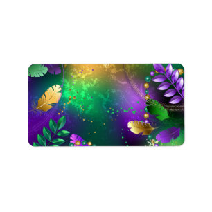 Étiquette Iridescente mardi gras arrière - plan avec perles