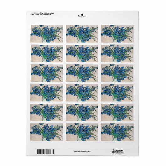 Étiquette Irises, 1890 par Vincent van Gogh (Feuille entière)