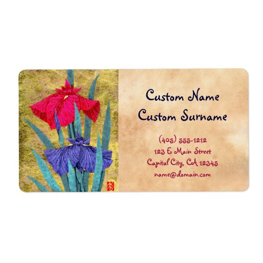 Étiquette Irises fleurs abstraites orientales peinture iris  (Devant)