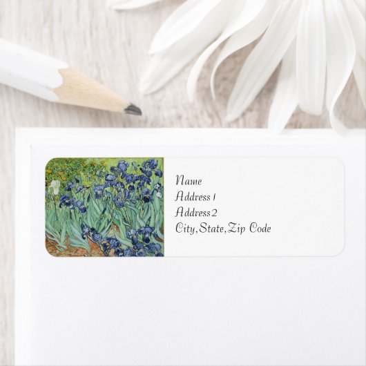Étiquette Irises par Van Gogh (En situation)