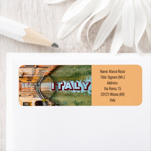 Étiquette Italie Rome Venise Canaux Bâtiments Pittoresque (En situation)