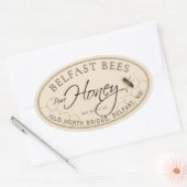 Étiquette ivoirien de miel ovale avec abeille et p (Enveloppe)