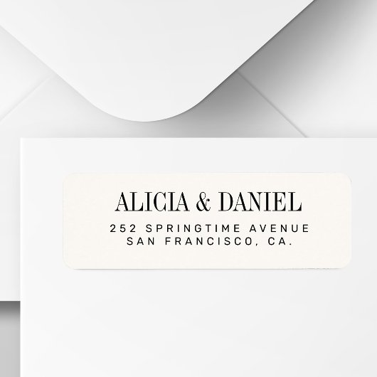 Étiquette Ivory black elegant wedding return address