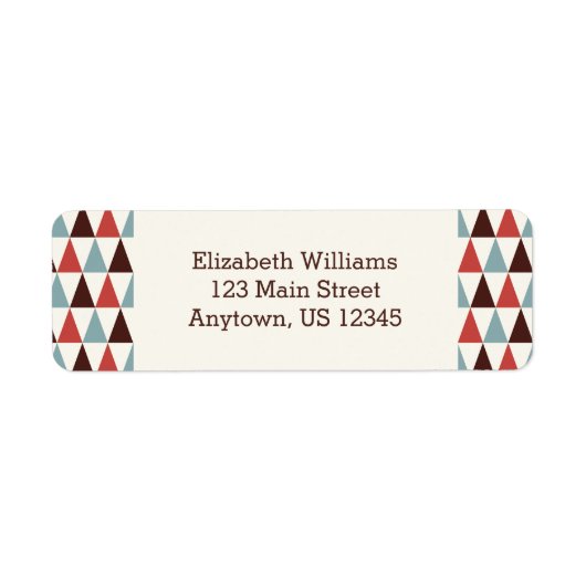 Étiquette Ivory Coral Blue Triangle Motif Adresse de retour (Devant)