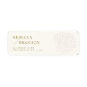 Étiquette Ivory & Gold Hand Drawn Seashell Wedding Address (Devant)