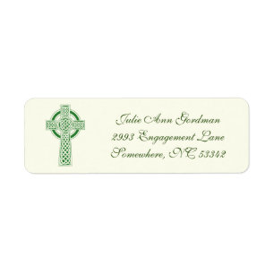 Étiquette Ivory Green Elegant Irish Celtic Cross
