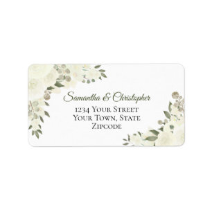 Étiquette Ivory White Boho Roses Élégant mariage Adresse