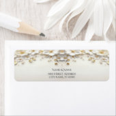 Étiquette Ivory White Floral Gold Leave Adresse de retour (En situation)