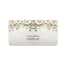 Ivory White Floral Gold Leave Adresse de retour