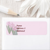 Étiquette Jacinthe roses alignées Enregistrer la date (En situation)