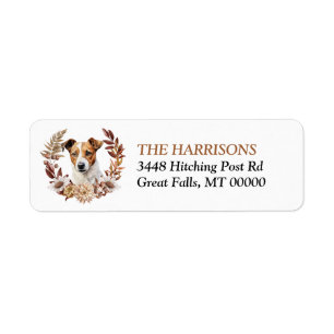 Étiquette Jack Russell Terrier Dog Automne Wreath