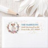 Étiquette Jack Russell Terrier Fleurs de printemps Wreath (En situation)