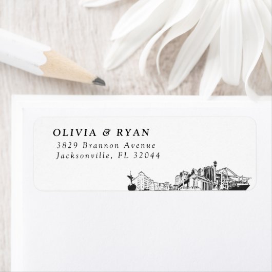 Étiquette Jacksonville Skyline Modern Return Address Labels (En situation)