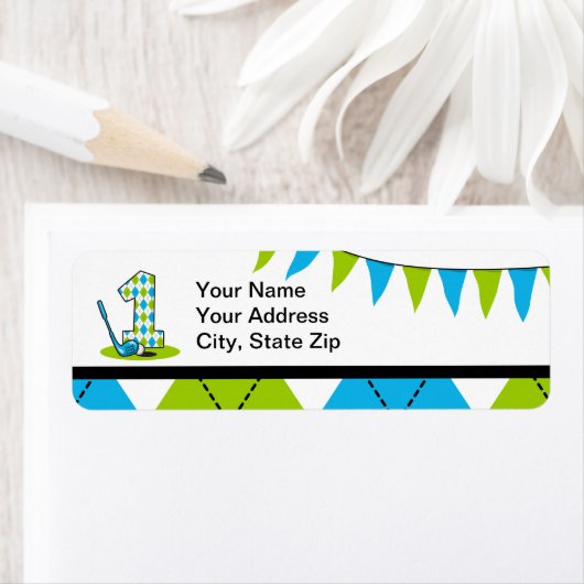 Étiquette Jacquard Golf 1er anniversaire (En situation)