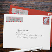 Étiquette Jacquard Rouge et gris Adresse de retour de vacanc