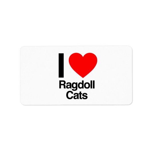 Étiquette j'adore les chats à ragdoll (Devant)