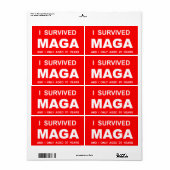 Étiquette J'ai survécu à MAGA (Feuille entière)