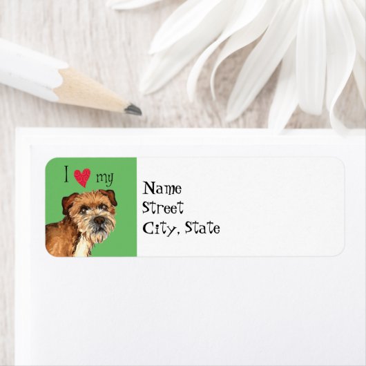 Étiquette J'aime ma frontière Terrier (En situation)