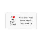 Étiquette J'aime ma mère et mon père (Devant)