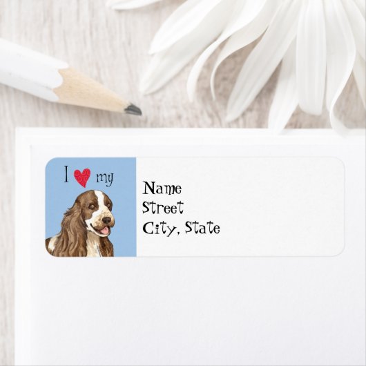 Étiquette J'aime mon anglais Cocker Spaniel (En situation)