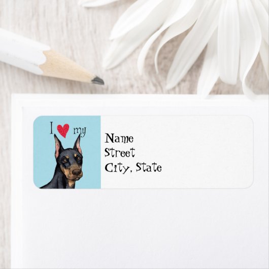 Étiquette J'aime mon Doberman (En situation)