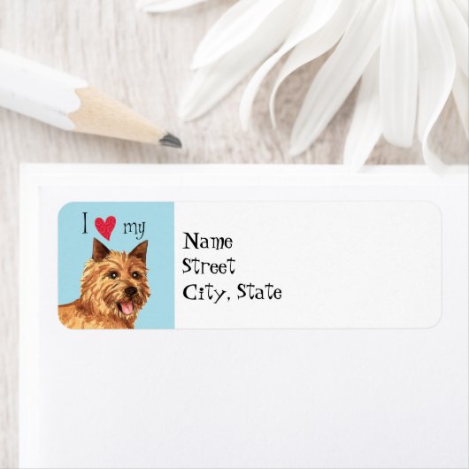 Étiquette J'aime mon Norwich Terrier (En situation)
