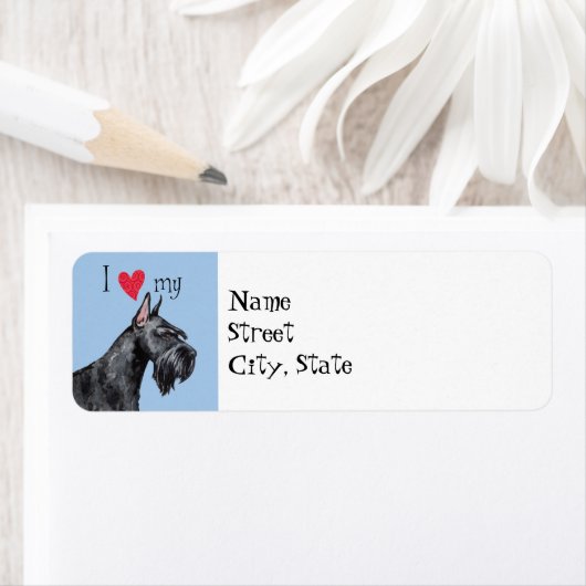 Étiquette J'aime mon Schnauzer géant (En situation)