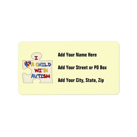 Étiquette J'aime un enfant autiste (Devant)