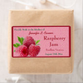 Étiquette Jam à framboise rouge ou jarre à canne à conserves (En situation)