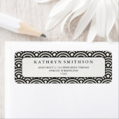 Étiquette Japonaise Seigaiha Vagues Élégante Noir & Blanc (En situation)