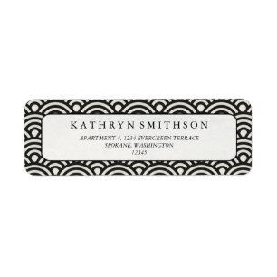 Étiquette Japonaise Seigaiha Vagues Élégante Noir & Blanc