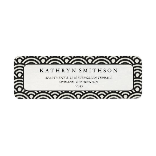 Étiquette Japonaise Seigaiha Vagues Élégante Noir & Blanc (Devant)