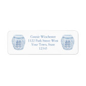 Étiquette Jar à gingembre bleu blanc féminin classique (Devant)