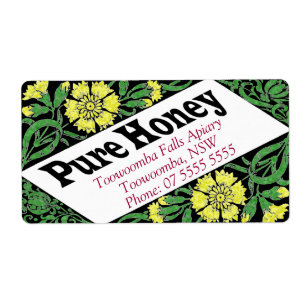 Étiquette Jar de miel floral jaune Produit personnalisé