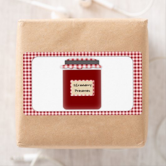 Étiquette Jar des réserves de fraises (En situation)