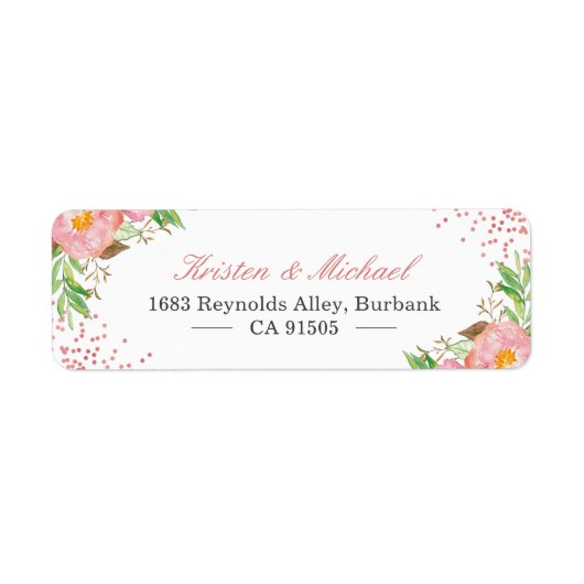 Étiquette Jardin aquarelle botanique floral rose blush (Devant)