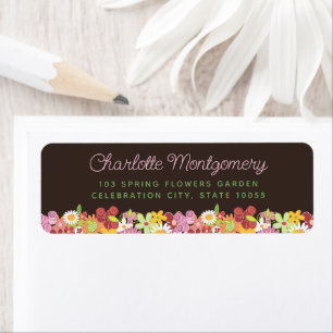 Étiquette Jardin de fleurs roses pastel de printemps Adresse
