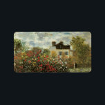 Étiquette Jardin de Monet à Argenteuil par Claude Monet<br><div class="desc">Le Jardin de l'Artiste à Argenteuil (Un coin du Jardin avec Dahlias) (1873) de Claude Monet est un impressionisme vintage peinture de la nature florale d'art. Une ferme de campagne se trouve dans l'arrière - plan. Un couple amoureux passe devant un jardin romantique de printemps avec des roses en fleurs...</div>