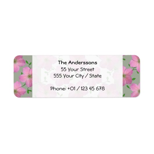 Étiquette Jardin romantique Fleur de géranium rose sur n'imp (Devant)