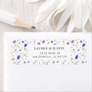 Étiquette jardin violet élégant floral Retourner Adresse Lab